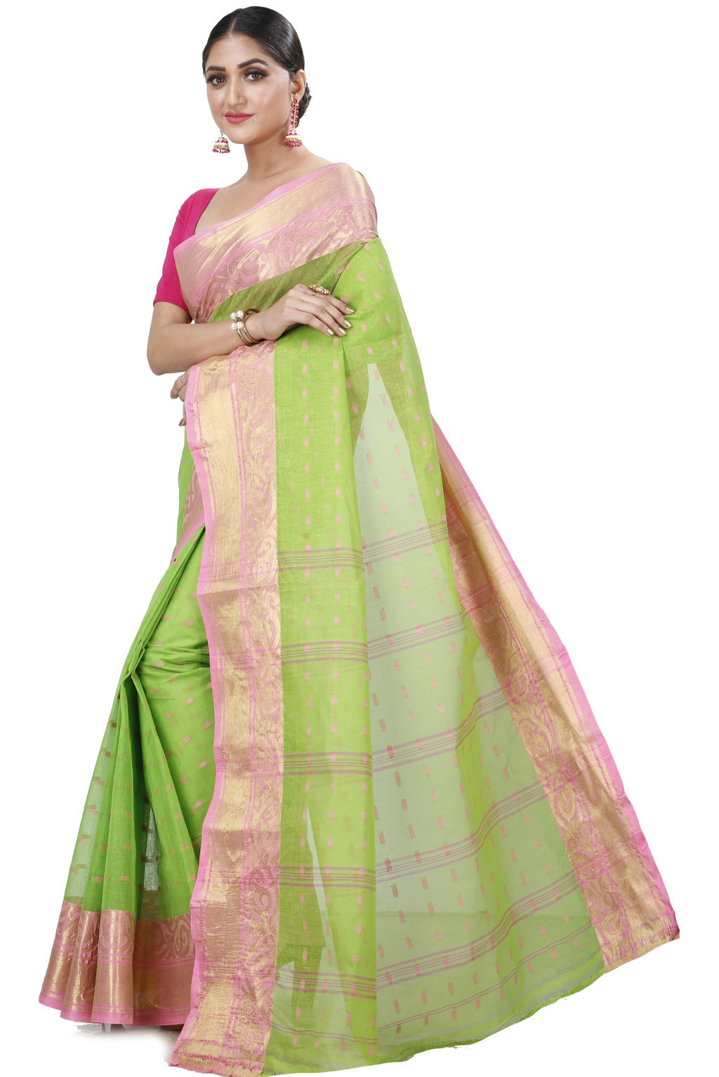 Green Pure Cotton Sachi Tant Saree (1024)
